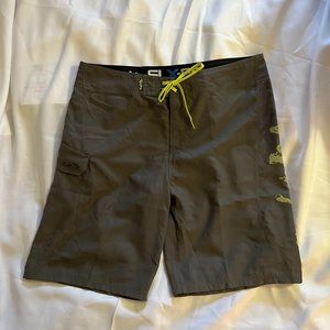 Salt Life Mens 36 Drawstring SLX-QD Aqua Trunks Gray